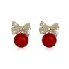 Pearl Bow Earrings for Women Coquette Aesthetic Jewelry Rhinestone Bow Earrings for Bridesmaids Wedding Party Accessories Bridal Costume Accents Bowknot Themed Gifts view 1