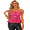Allegra K Sequin Sparkle Tank Top for Women's V Neck Ruffle Camisole Sleeveless Peplum Tops X-Small Rose Red view 1