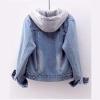 Teen Girls Winter Plush Hoodie Denim Jacket Vintage Button Down Coat With Pocket (Blue-short, XXXXXL) view 2