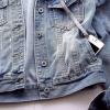 Teen Girls Winter Plush Hoodie Denim Jacket Vintage Button Down Coat With Pocket (Blue-short, XXXXXL) view 3