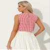 Allegra K Ginham Top for Women's Sleeveless 1950s Vintage Summer Blouse Small Red view 2