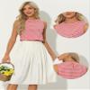 Allegra K Ginham Top for Women's Sleeveless 1950s Vintage Summer Blouse Small Red view 4