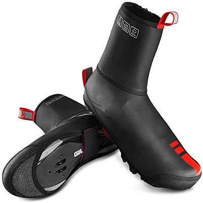 ZARUX Silicone Waterproof Shoes Covers Bike Overshoes Waterproof Windproof Cycling Shoe Covers with Reflective Strip, Winter Thermal Warm for Unisex Road MTB (Size : A(X-Large))