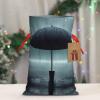 vacsAX Christmas Gift Bag with Drawstring Closure - Lightweight, Cute Design - Perfect for Birthdays and Parties Black umbrella in the rain view 4