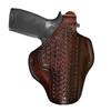 Leather Belt Holster Fits Glock 17 19 21 23 26 27 29 30 42 43 43X, Premium Leather, Thumb Break, Basket Weave, Handmade - ShnLeather (Brown, Glock 27) view 1