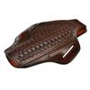 Leather Belt Holster Fits Glock 17 19 21 23 26 27 29 30 42 43 43X, Premium Leather, Thumb Break, Basket Weave, Handmade - ShnLeather (Brown, Glock 27) view 4
