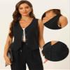 Allegra K Vest Waistcoat for Women's Fashion Sleeveless Button Down V Neck Crop Top Summer Vest Large Black view 2