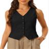 Allegra K Vest Waistcoat for Women's Fashion Sleeveless Button Down V Neck Crop Top Summer Vest Large Black view 4