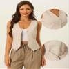 Allegra K Vest Waistcoat for Women's Fashion Sleeveless Button Down V Neck Crop Top Summer Vest Medium Khaki view 2
