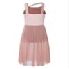 easyforever Kids Girls Lyrical Dress Sleeveless Mesh Color Block Leotard Dress Modern Contemporary Dance Costume Light Brown 16 Years view 4