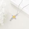 SHEAISRS Women's Sunflower Cross Necklace 925 Sterling Silver Delicate Sunflower Pendant for Women(Sunflower) view 3
