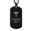 CHERLINKS Medical Black Dog Tag, Marburg Virus Awareness, Medical Symbol, SOS Emergency Health Life Alert ID Engraved Stainless Steel Chain Necklace For Men Women Kids view 1