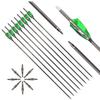 12pc 32-Inch 350-Spine Arrow Removable Tips Targeting Hunting Arrow Turkey Feather 3 Inch Feathered Carbon Arrows for Traditional Bow Long-Bow Compound Bow Recurve Bow Adult Youth Archery Green Camo view 2