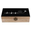 Airplane Pilot Heartbeat Wooden Storage Box Rectangle Storage Lock Box Vintage Keepsake Gift Box view 1