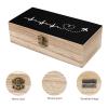 Airplane Pilot Heartbeat Wooden Storage Box Rectangle Storage Lock Box Vintage Keepsake Gift Box view 3