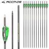 12pc 28-Inch 600-Spine Arrow Removable Tips Targeting Hunting Arrow Turkey Feather 3 Inch Feathered Carbon Arrows for Traditional Bow Long-Bow Compound Bow Recurve Bow Adult Youth Archery Green Camo view 3