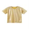 Xnihocha Girls Boys Sparkly Metallic Dance Tops Short Sleeve T-Shirt Jazz Hip Hop Party Stage Performance Costume Gold 3-4 Years view 4