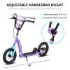 JOYSTAR Kick Scooter for Kids 5+ Teens & Youth, Lightweight Kids Scooter with Adjustable Handlebar, 2 Wheel Scooter for Boys & Girls, 12" Inflatable Wheels Rear Drum Brakes, Purple view 3