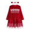 AFAVOM Girls Winter Velvet Dress Long Sleeve Lace Fall Christmas Dress for Toddler Kids Xmas Party Princess Outfit Casual Birthday Prom Gown Pageant Photography Tutu Dress + Headband Red 4-5 Years view 1