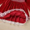 AFAVOM Girls Winter Velvet Dress Long Sleeve Lace Fall Christmas Dress for Toddler Kids Xmas Party Princess Outfit Casual Birthday Prom Gown Pageant Photography Tutu Dress + Headband Red 4-5 Years view 4