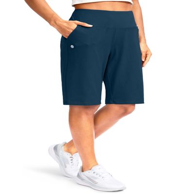 G Gradual Women's 12" Bermuda Long Shorts with Pockets High Waisted Stretch Knee Length Shorts for Women Summer Walking(Borealis Green,XL)