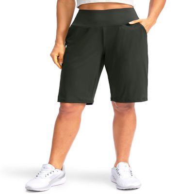 G Gradual Women's 12" Bermuda Long Shorts with Pockets High Waisted Stretch Knee Length Shorts for Women Summer Walking(Olive,S)
