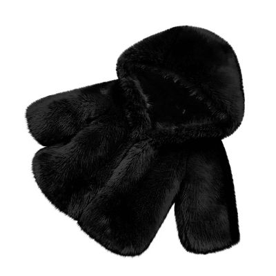 Toddler Girls Winter Fleece Coat Kids Hooded Faux r Jacket Fall Outfit Warm Outwear (Black, 5-6 Years)
