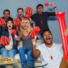 Yunsailing 96 Pcs Homecoming Noisemakers Team Spirit Accessories for Game Day Include Hand Clappers Cheerleading Pom Pom Thunder Stick Cheer Party Blower Plastic Whistle for Sport Fans(Red White) view 4