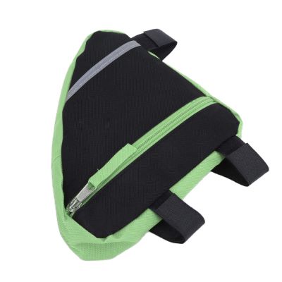 Bike Triangle Bag Multifunctional Bike Storage Bag Nylon Bicycle Frame Storage Bag Bike Triangle Pouch for Outdoor Cycling(Green)