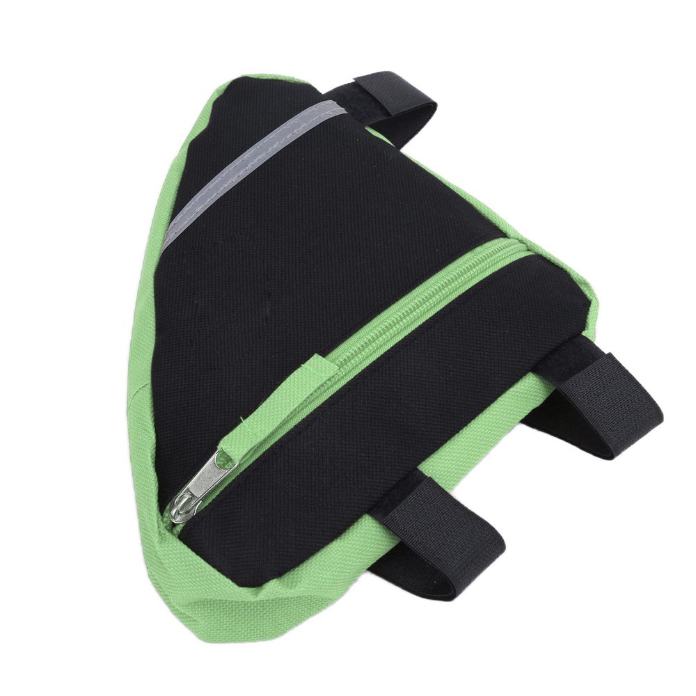 Bike Triangle Bag Multifunctional Bike Storage Bag Nylon Bicycle Frame Storage Bag Bike Triangle Pouch for Outdoor Cycling(Green)