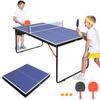 SculPong 4.5FT Ping Pong Table Foldable Table Tennis Table with Net, Table Tennis Paddles and Balls, MDF Multi-Use Family Game Table Assembly Free for Kid Child Teenager Adult, Small Compact Portable view 1