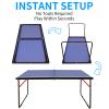 SculPong 4.5FT Ping Pong Table Foldable Table Tennis Table with Net, Table Tennis Paddles and Balls, MDF Multi-Use Family Game Table Assembly Free for Kid Child Teenager Adult, Small Compact Portable view 3