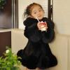 Toddler Girls Winter Fleece Coat Kids Warm Faux r Jacket Long Sleeve Cardigan Coat (Black, 5-6 Years) view 3