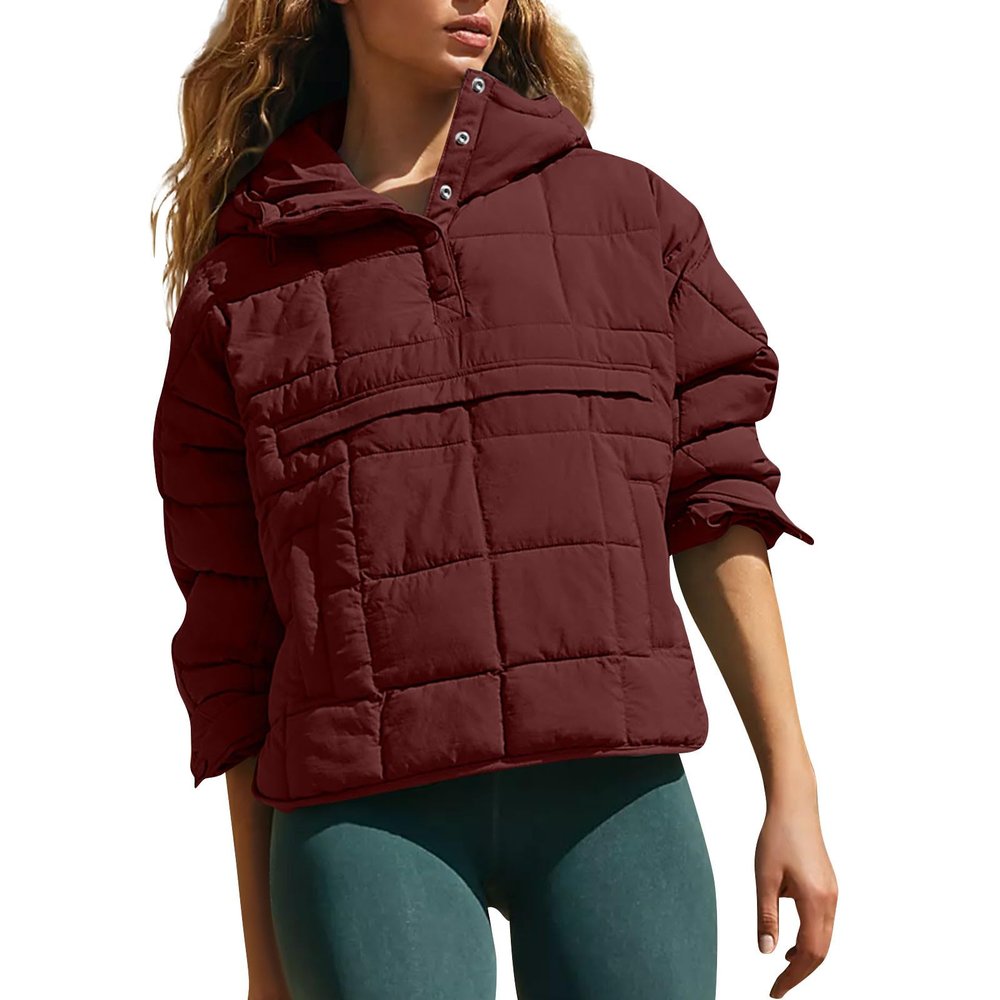 midelxp Women's Pullover Puffer Jacket Quilted Lightweight Trendy Quilted Jackets for Women Lightweight Button Down Long Sleeve Puffer Jacket Warm Winter Coat with Pockets Quilted Jacket