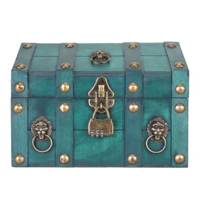 ZYLLZY Treasure Box,Treasure Chest Storage Box with Combination Lock Handcraft Exquisite Wood Treasure Box, Wooden Combination Lock Box for Jewelry(Green)