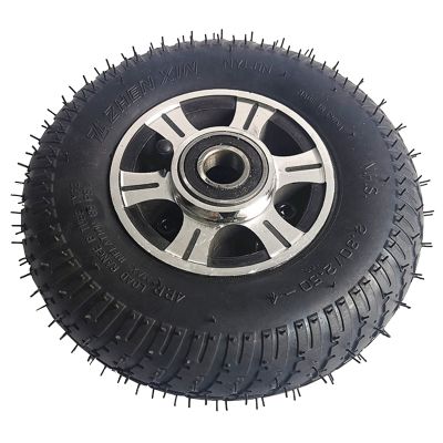 2.80/2.50-4 Pneumatic/Solid Tires Rubber Solid Tire Front/rear Tire Solid Tire Electric Scooter Wheel With Tube Alloy Hub 9" Trolley Caster, Inner Diameter 20MM