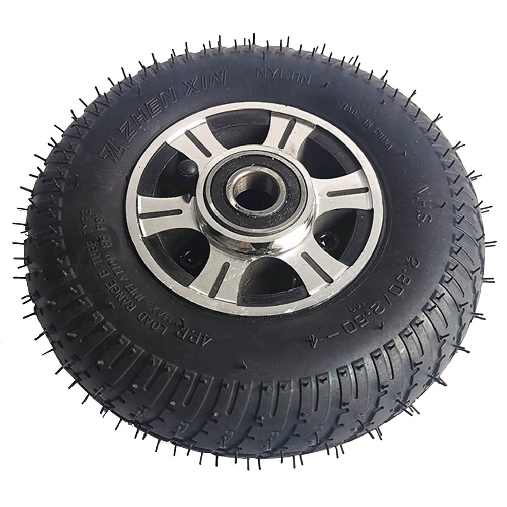 2.80/2.50-4 Pneumatic/Solid Tires Rubber Solid Tire Front/rear Tire Solid Tire Electric Scooter Wheel With Tube Alloy Hub 9" Trolley Caster, Inner Diameter 20MM