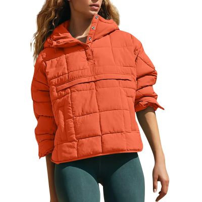 Midelxp Women's Pullover Quilted Lightweight Trendy Puffer Jacket with Pockets - Warm Winter Coat - Y2k Style