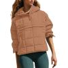 Midelxp Women's Pullover Puffer Jacket Quilted Lightweight Button Down Long Sleeve Warm Winter Outerwear With Pockets Girls Comfy view 1