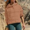 Midelxp Women's Pullover Puffer Jacket Quilted Lightweight Button Down Long Sleeve Warm Winter Outerwear With Pockets Girls Comfy view 2