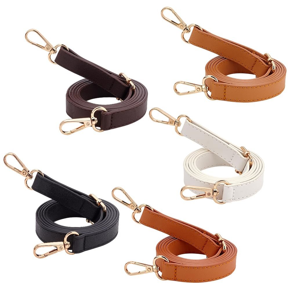 PandaHall 5 Color Adjustable Shoulder Strap, 28.152 Inch Leather Strap for PU Leather Crossbody Bag, Removable Tote Bag Strap with Gold Lobster Buckle
