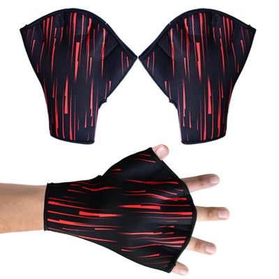 EFAH SPORTS Swimming Gloves Aquatic Swim Training Glove Neoprene Webbed Fitness and Water Aerobics Resistance Gloves for Men Women Children (Red Medium)