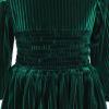 AFAVOM Winter Smocked Waist Velvet Dress for Girls Long Sleeve Vintage Ribbed Party Dress Princess Xmas Outfit Casual Elegant Fall Clothes New Year Wedding Guest Retro Dress Blackish Green 8-9 Years view 4