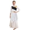 FEESHOW Girls Metallic Cross Liturgical Praise Dance Dress Lyrical Dancewear Color Block Full Length Robe Worship White&Sleeveless 6 Years view 1