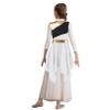 FEESHOW Girls Metallic Cross Liturgical Praise Dance Dress Lyrical Dancewear Color Block Full Length Robe Worship White&Sleeveless 6 Years view 3