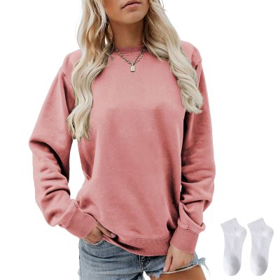 Women's Long Sleeve Sweatshirt Casual Crewneck Loose Fit Tops Pullovers Gifts