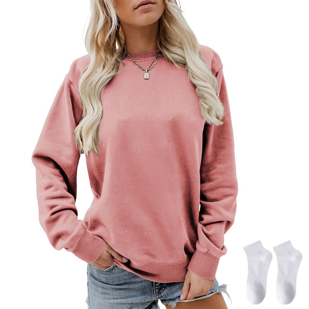 Women's Long Sleeve Sweatshirt Casual Crewneck Loose Fit Tops Pullovers Gifts