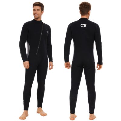 Owntop 5mm Wetsuit for Men - Long Sleeve Full Diving Suits Stretch One Piece Dive Skin UPF50+ Thermal Neoprene Swimwear Ideal for Scuba Surfing Snorkeling, Gray L