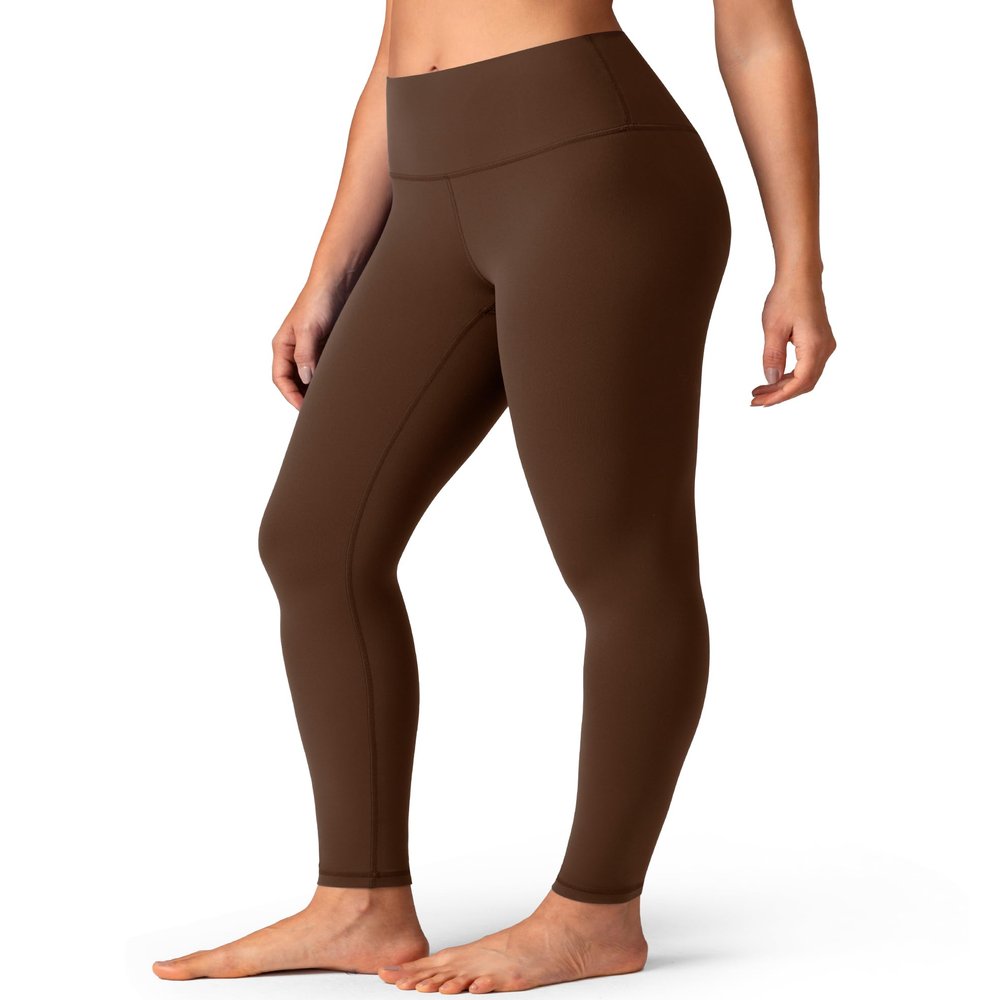 Colorfulkoala Women's Dreamlux High Waisted Workout Leggings 28'' Inseam Yoga Pants(M, Roasted Chestnut)