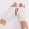 ECYC Winter Knitted Arm Warmers Fingerless Gloves, Crochet Long Gloves with Thumb Hole Knit Mittens for Women view 3